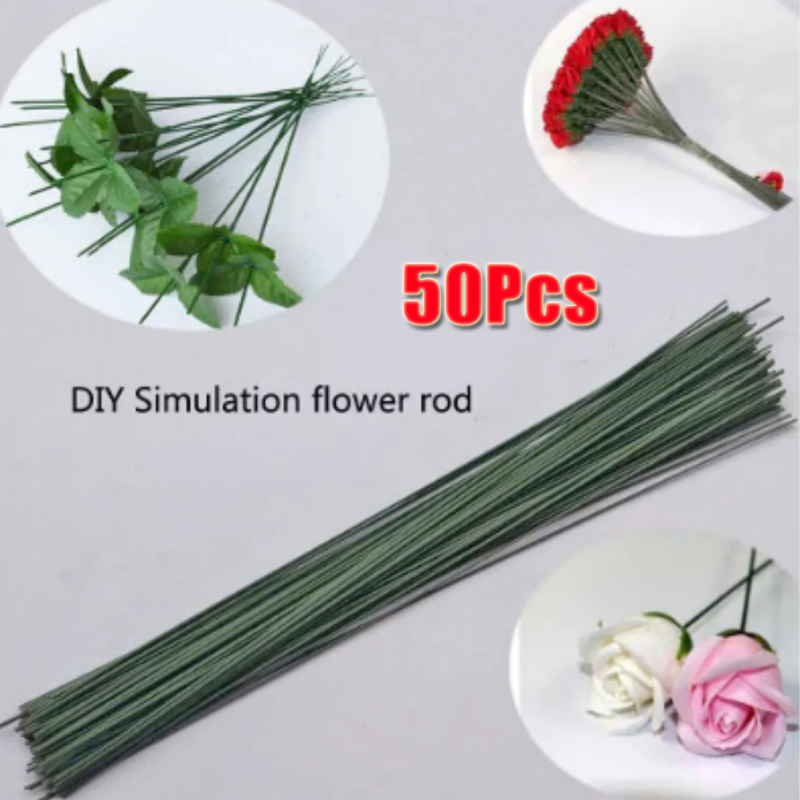 50pcs Green Floral Wire Stems  - Wire Stem Florist ulasan dan harga