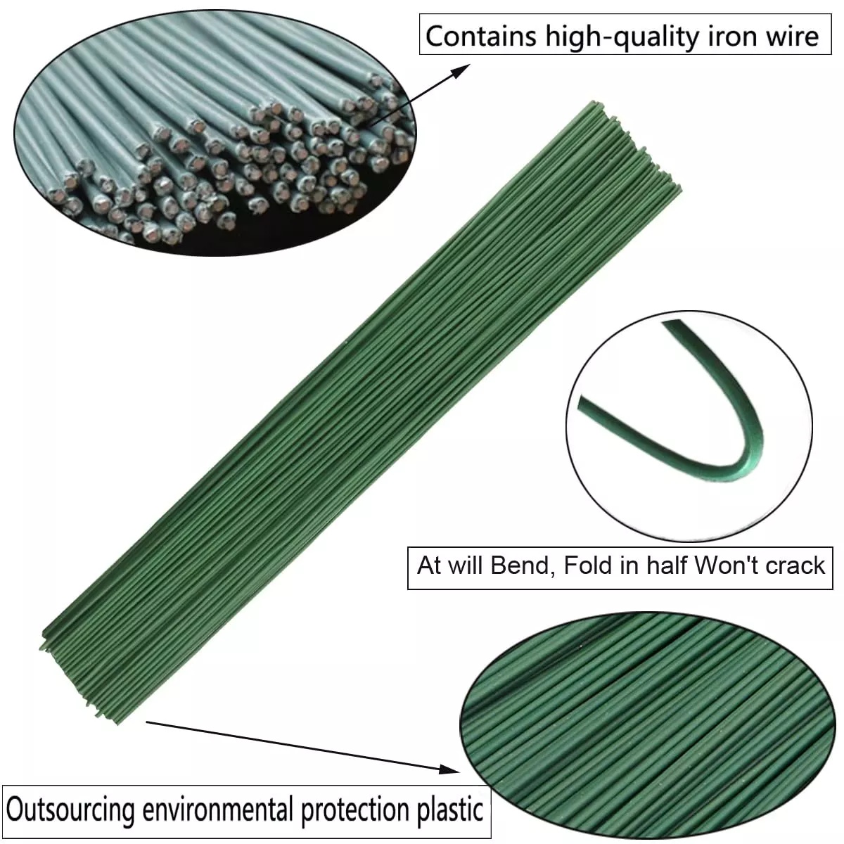 50pcs Green Floral Wire Stems  - Wire Stem Florist ulasan dan harga