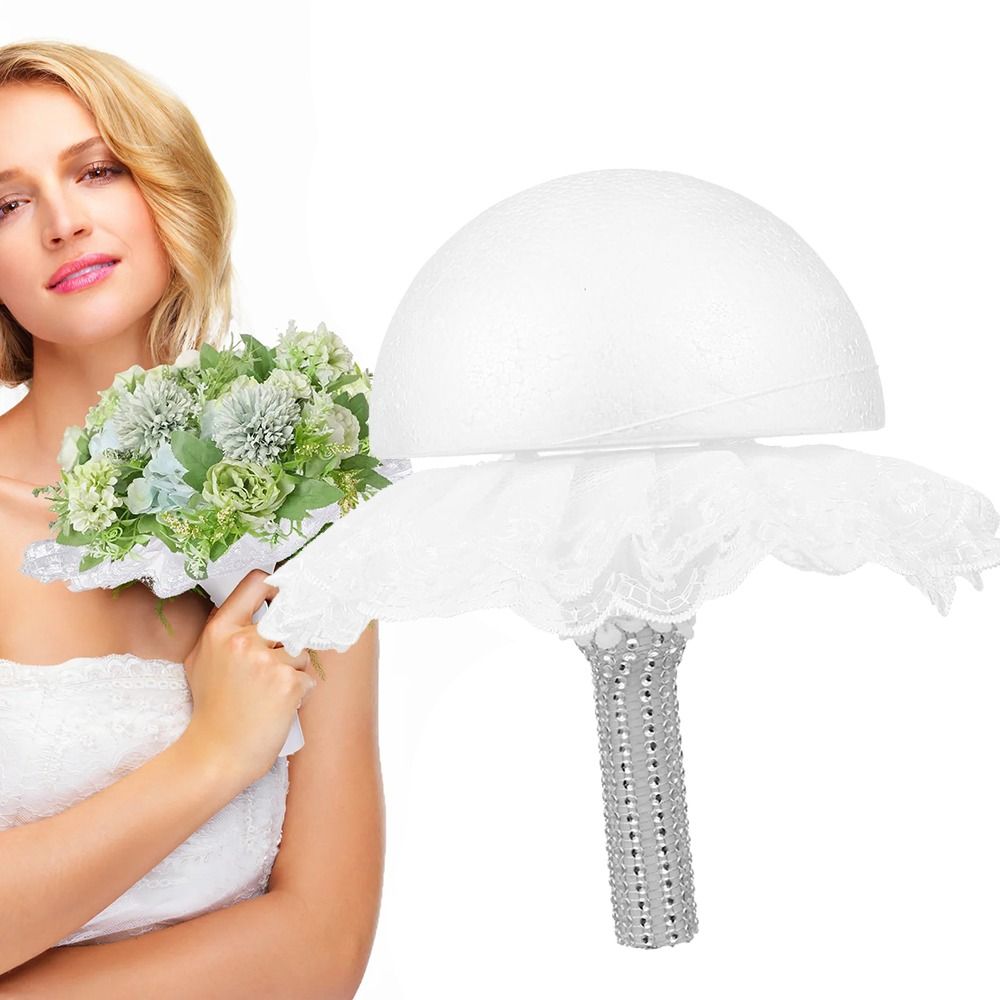 Fashion White Lace Foam Bouque - Bouquet Holder Foam ulasan dan harga