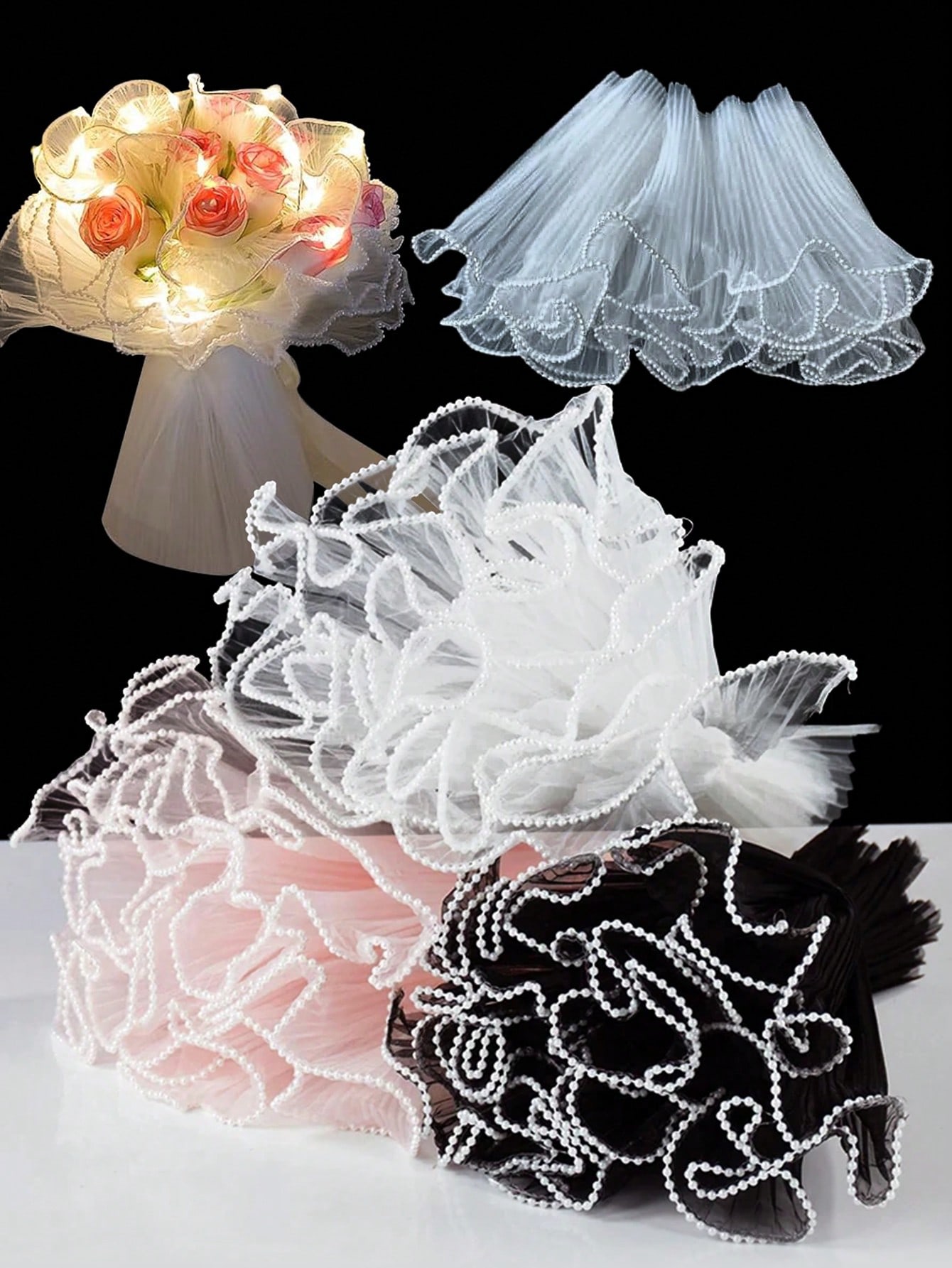 4Yards Faux Pearl Edge Flower  - Ae Florist Supply ulasan dan harga